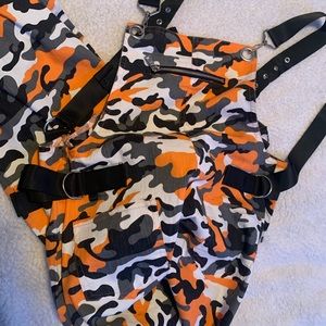 Orange Camouflage Oversized Jumpsuit